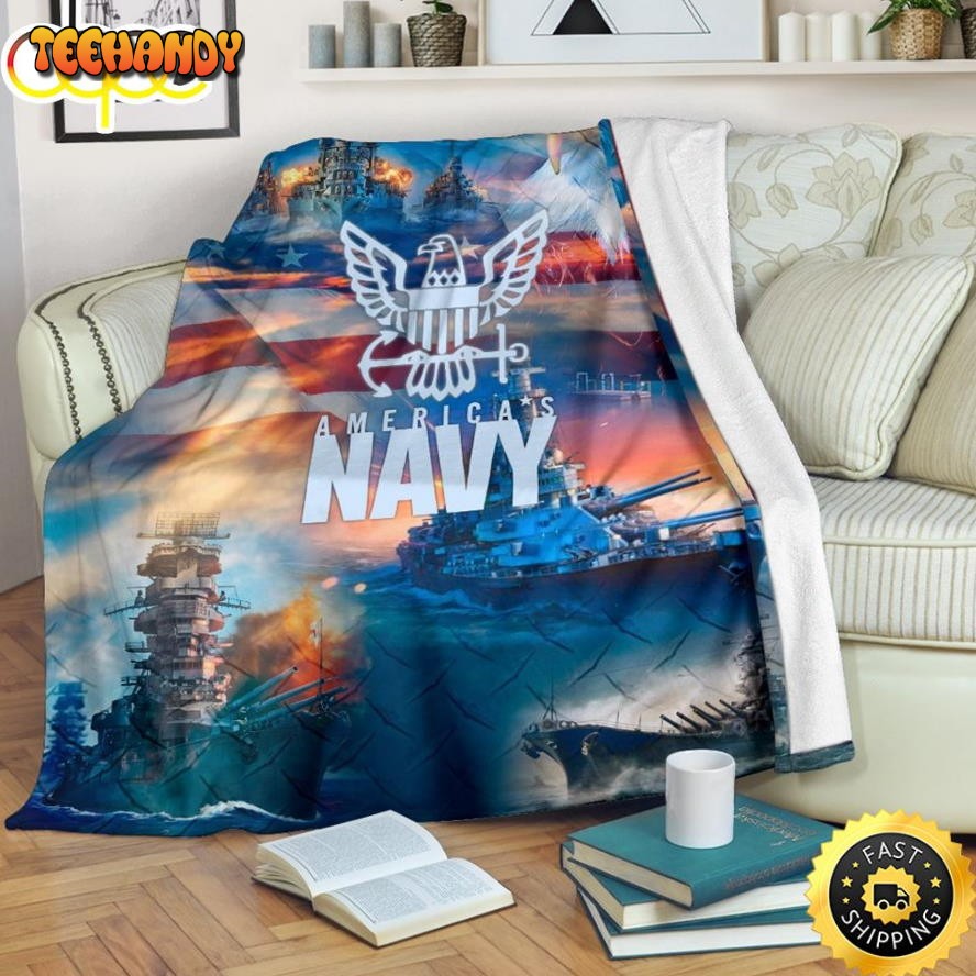 America’s Navy And Warships At The Seas Fleece Throw Blanket