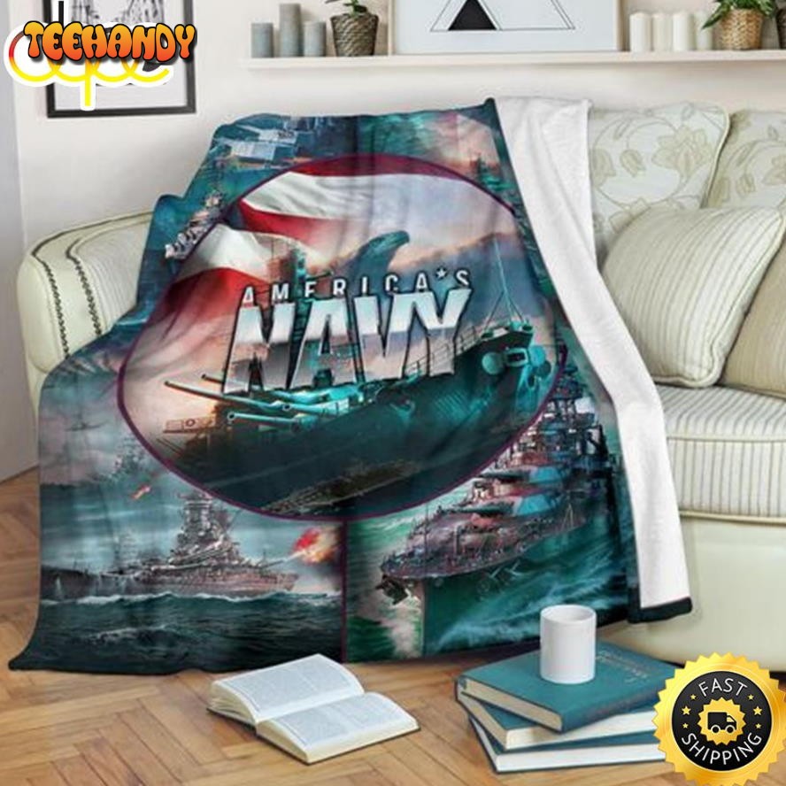 America’s Navy And Warships Fleece Throw Blanket