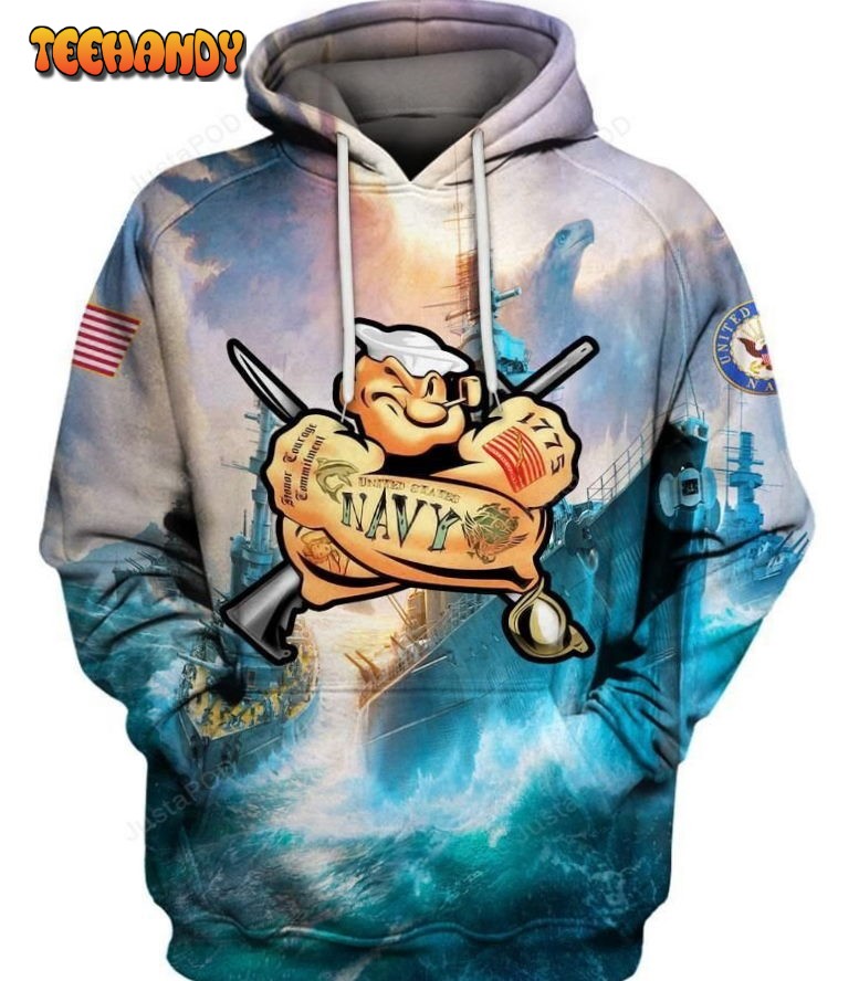 Americas Navy Blue Sea Art Premium 3D Hoodie All Over 3D Printed Hoodie