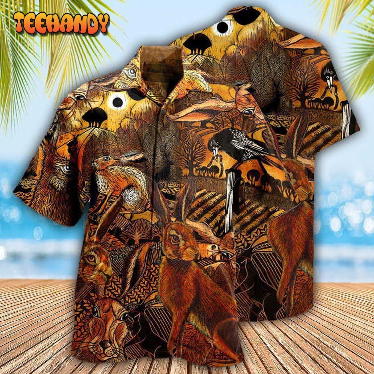 Animals Spooky Hares On The Field Hawaiian Shirt