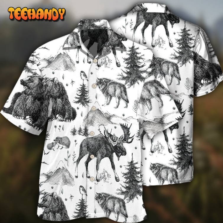 Animals Wild Black And White Hawaiian Shirt