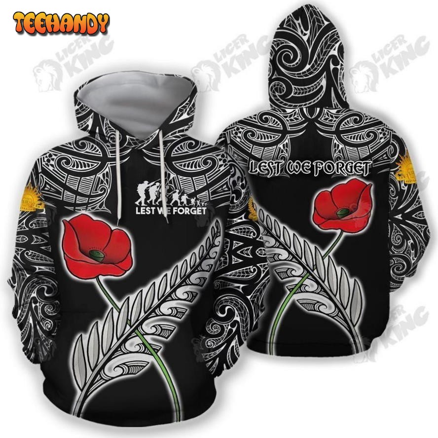 Anzac New Zealand Pullover And Zip Pered Hoodies Custom 3D Graphic