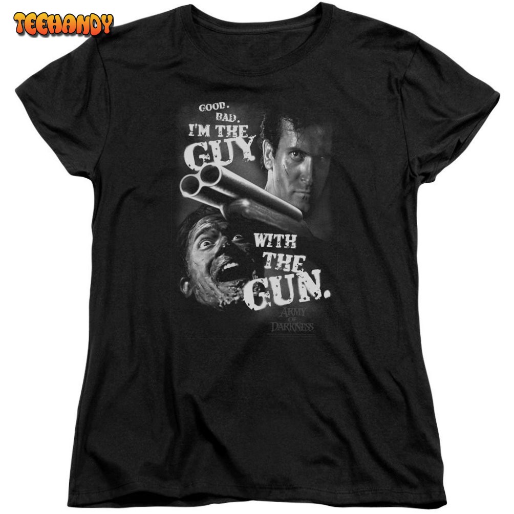 Army of Darkness Guy with the Gun Juniors and Women Black Shirts