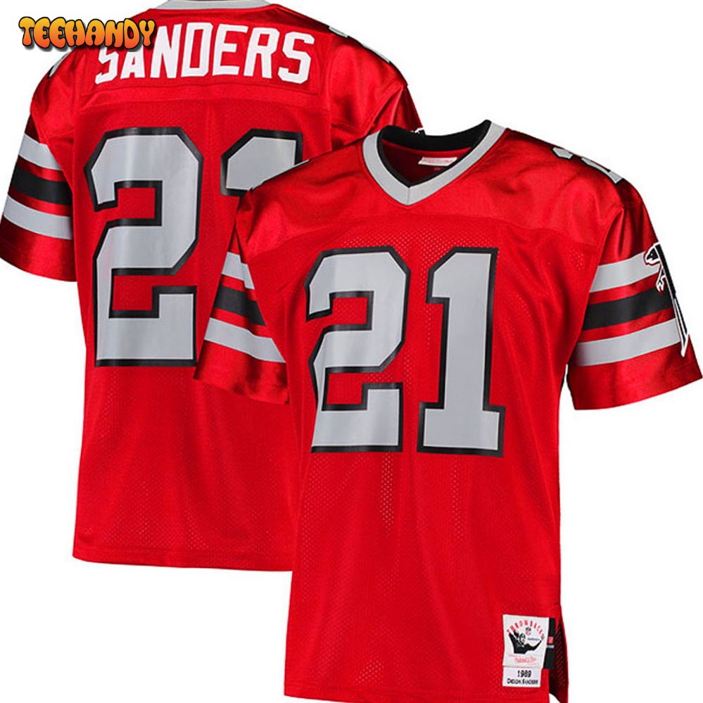 Atlanta Falcons Deion Sanders Red 1989 Throwback Jersey