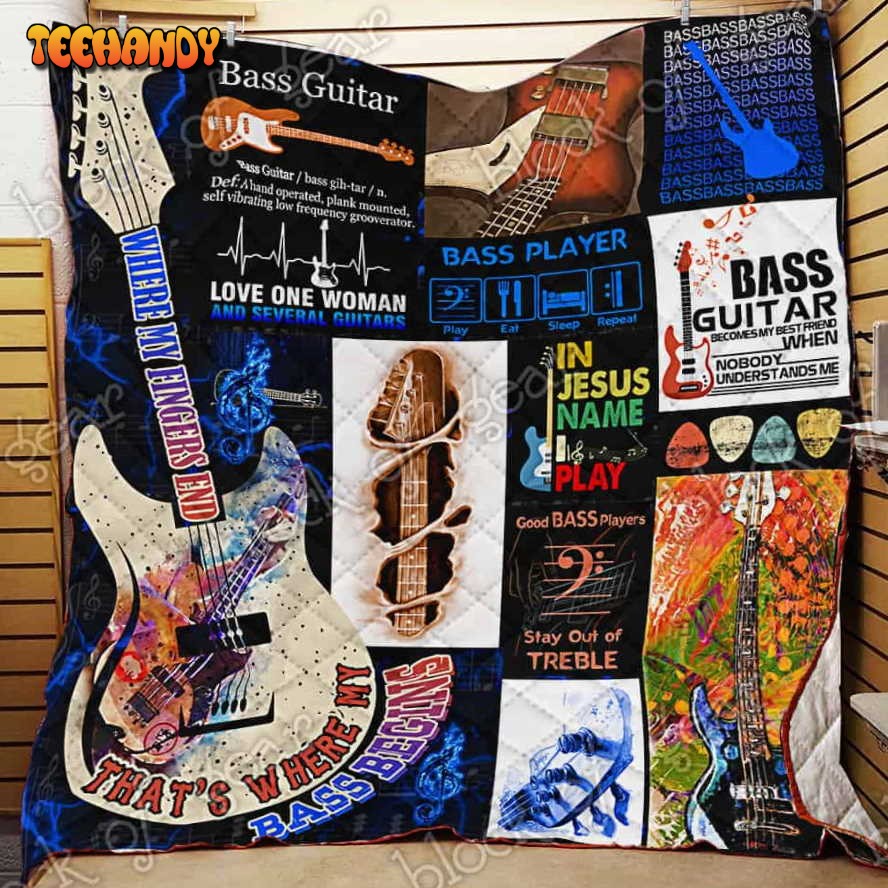 Bass Guitar 3D Quilt Blanket