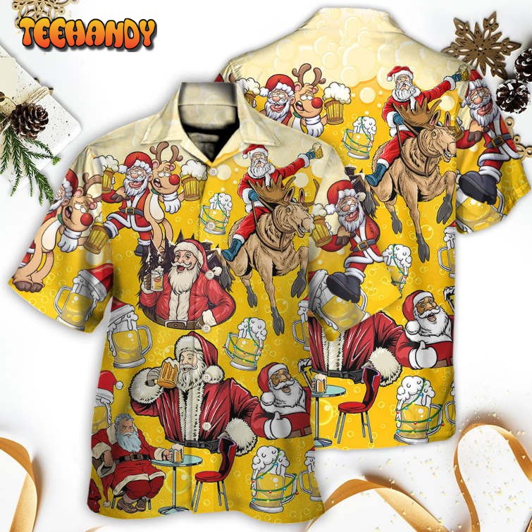 Beer Santa Funny Christmas Merry Xmas Hawaiian Shirt