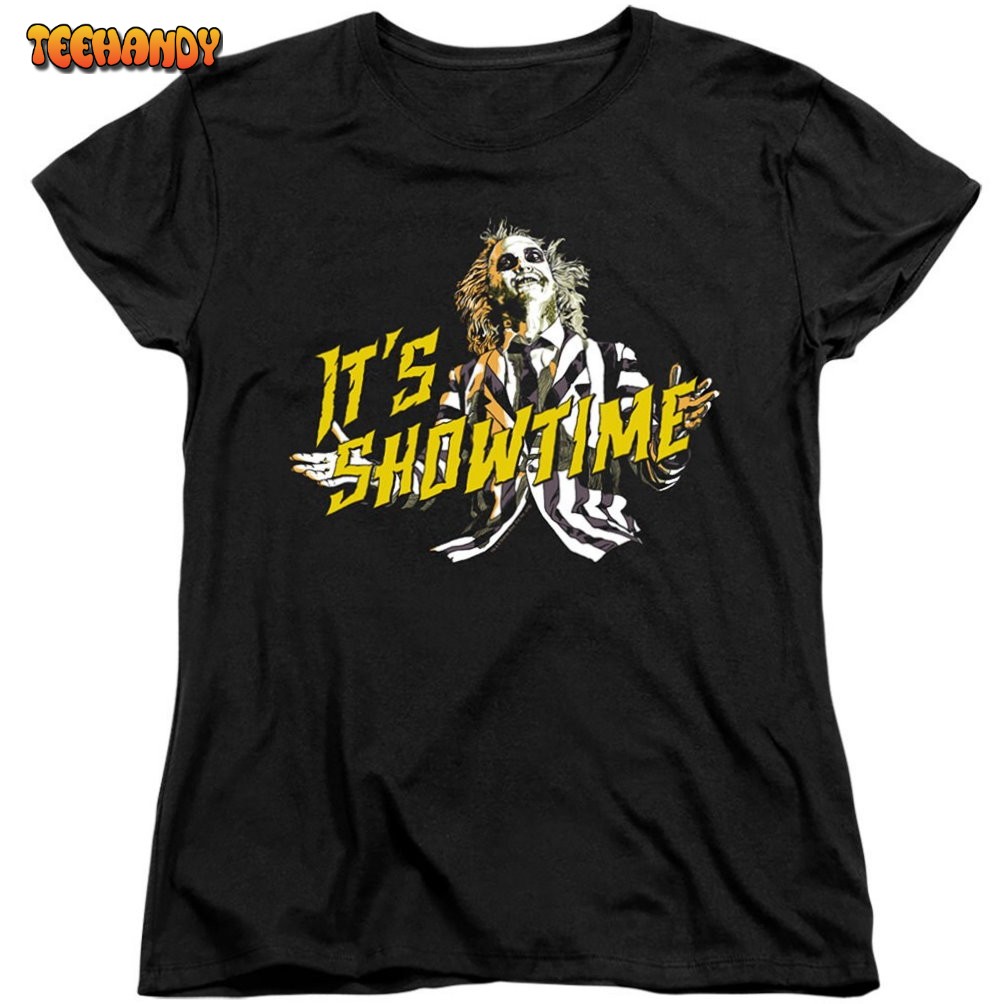 Beetlejuice Its Showtime Juniors and Women Black Shirts