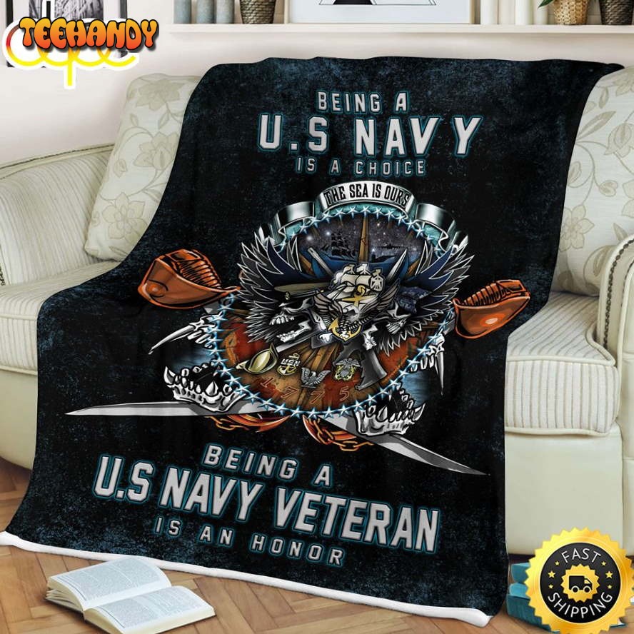 Being A Us Navy Veteran Is An Honor Fleece Throw Blanket