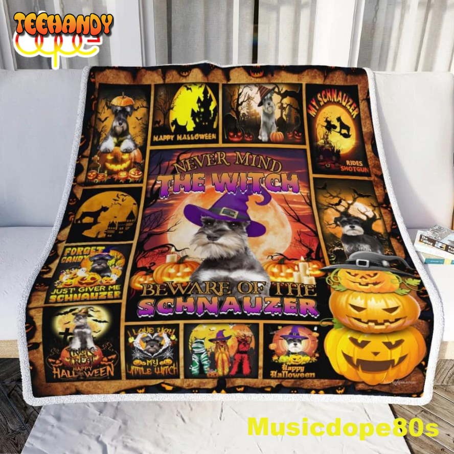 Beware Of The Schnauzer Halloween Sofa Fleece Throw Blanket