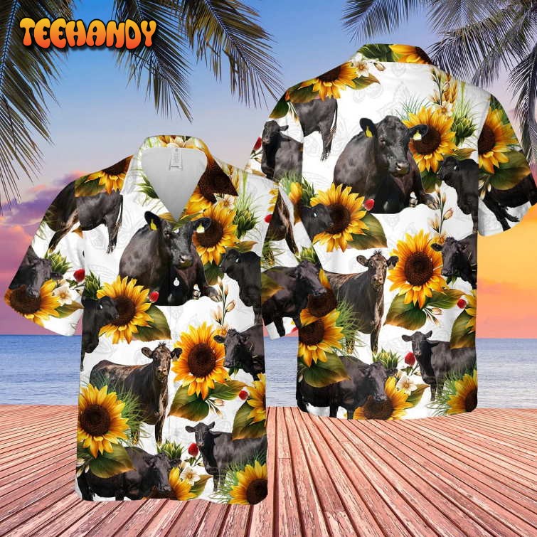 Black Angus Sunflowers Hawaii Shirt Black Augus Lover Hawaiian Shirt