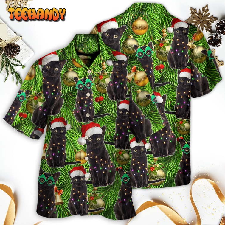 Black Cat Christmas Merry Xmas Hawaiian Shirt