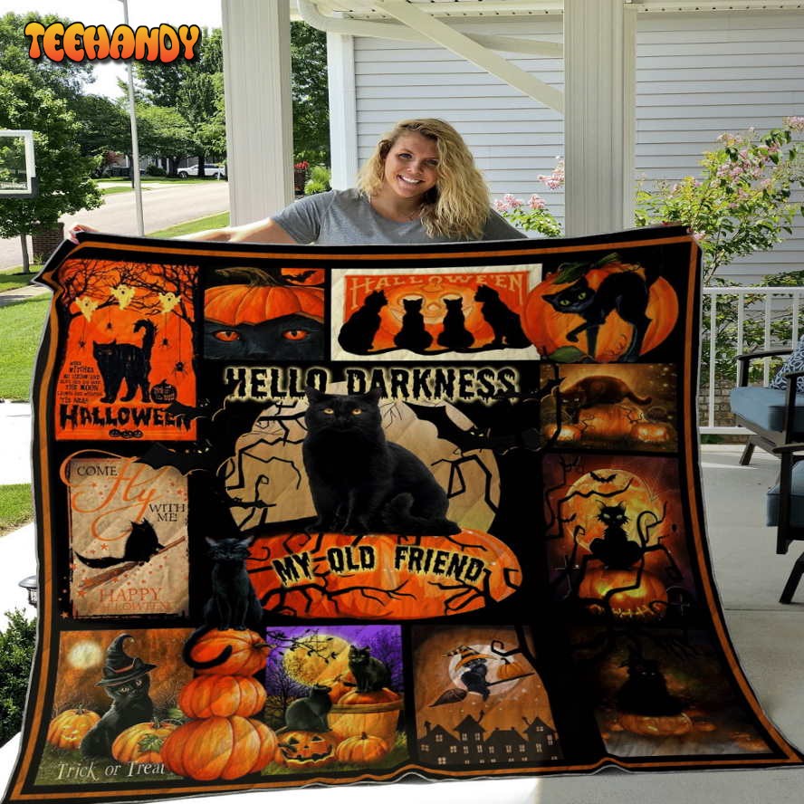 Black Cat Halloween Sherpa Throw Blanket – Horror Themed Blanket