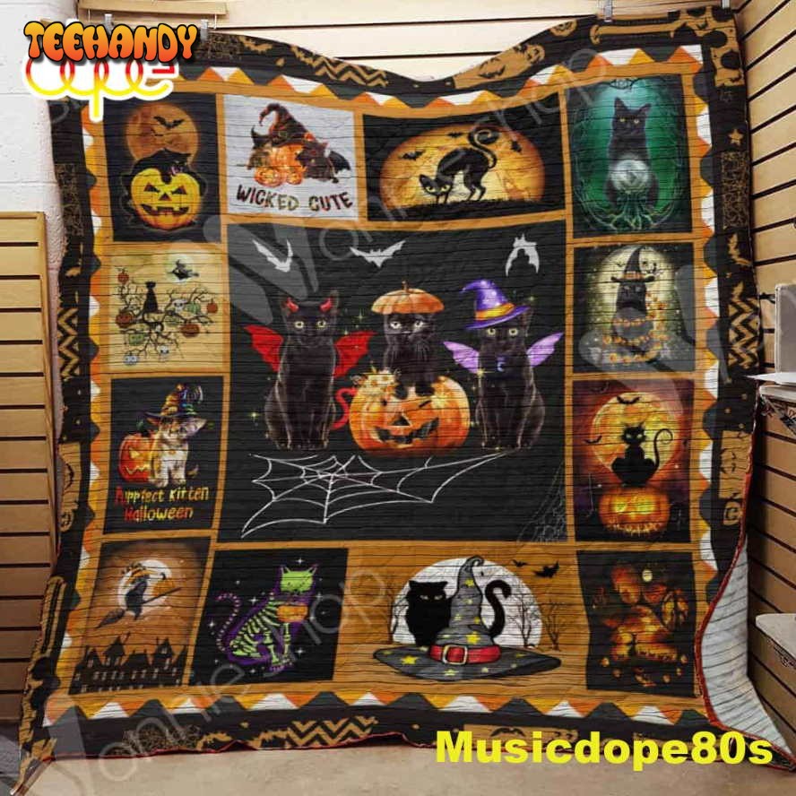 Black Cat Halloween Throw Blanket