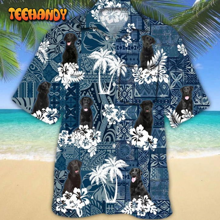 Black Labrador Hawaiian Shirt With Pocket, Black Dog Hawaii Shirts