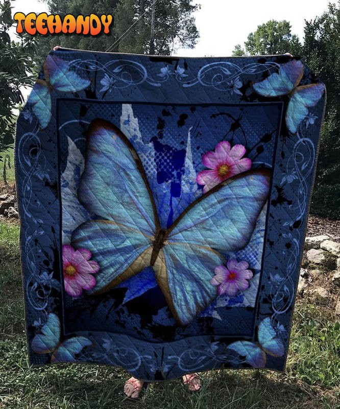 Blue Butterfly 3D Customized Quilt Blanket