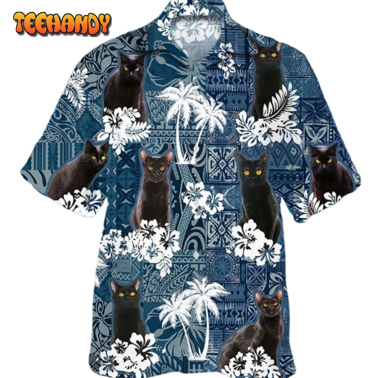 Bombay Hawaiian Shirt For Summer, Black Cat Hawaiian Shirt