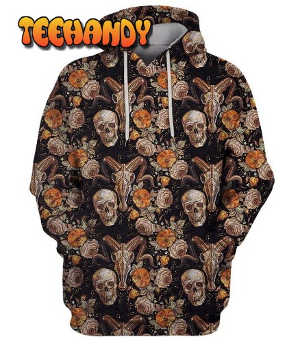 BULL HUMAN SKULL ROSES 3D Hoodie For Men For Women