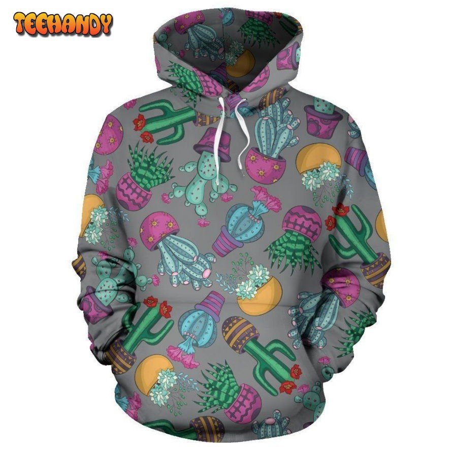 Cactus Colorful Print Pattern Pullover 3D Hoodie For Men Women