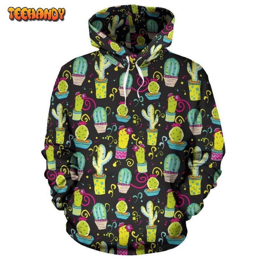 Cactus Neon Style Print Pattern Pullover 3D Hoodie For Men Women