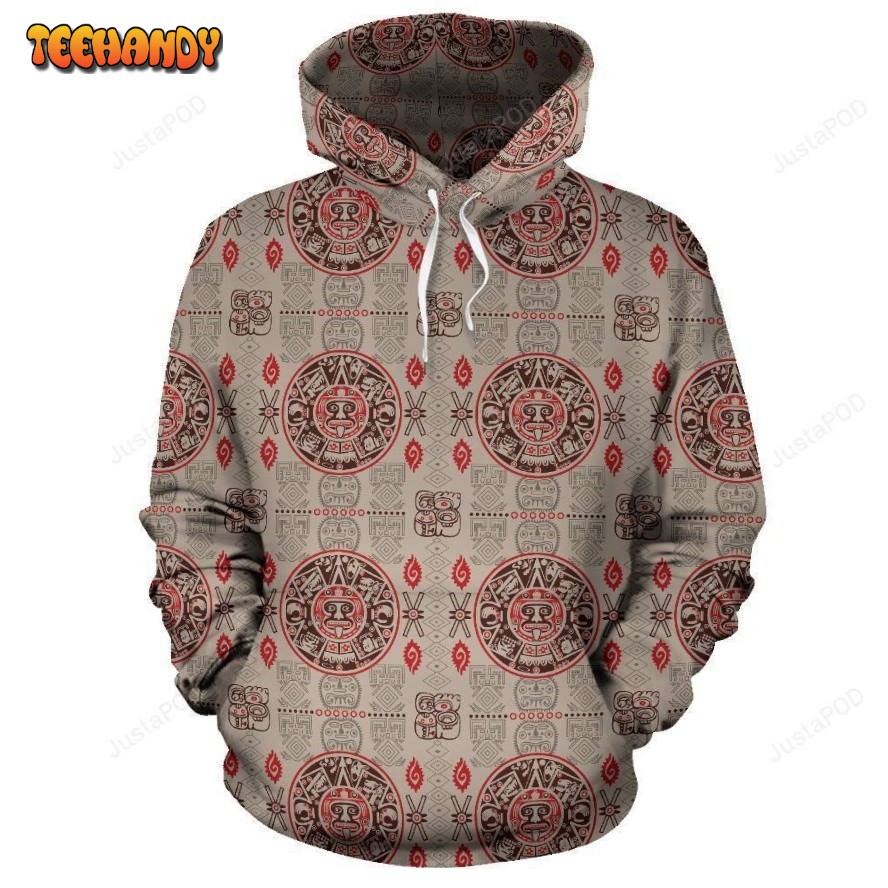 Calendar Aztec Print Pattern Pullover 3D Hoodie For Men Women