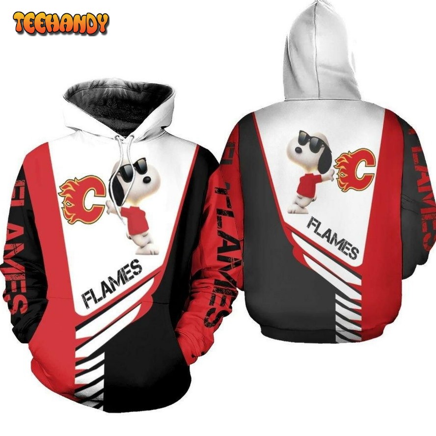 Calgary Flames Snoopy For Lover Hoodie 3D Hoodie Sweater T shirt Hoodie