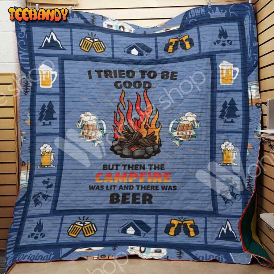 Camping Beer 3D Customized Quilt Blanket