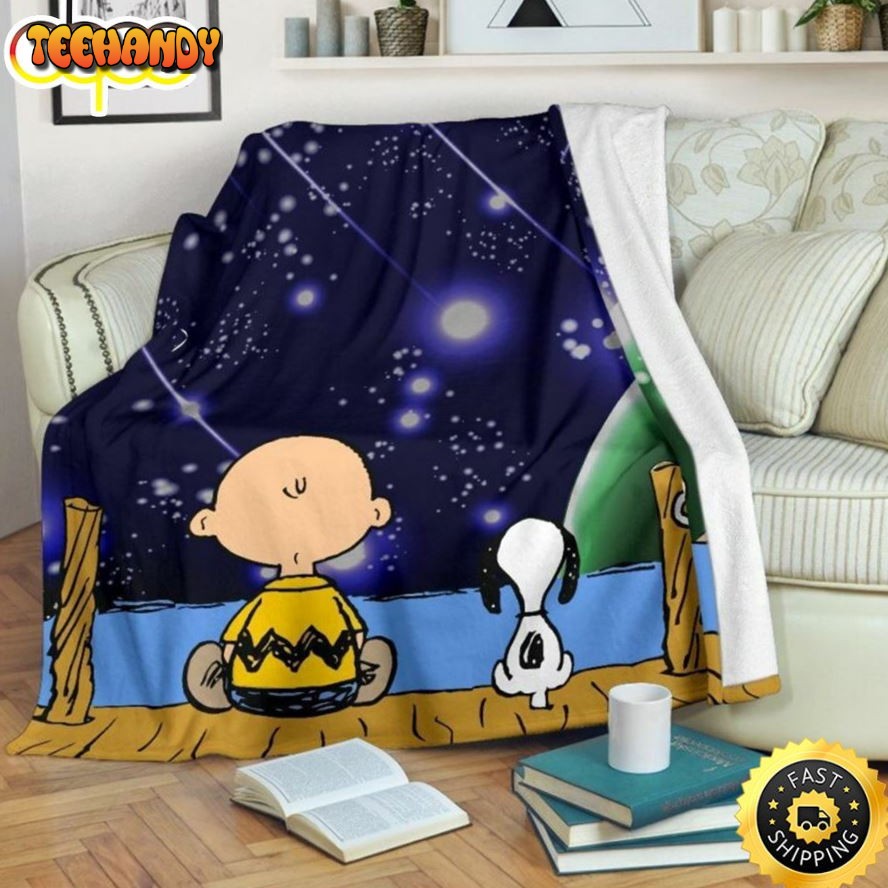 Charlie Brown And Snoopy Stargazing Fleece The Snoopy Dog Blanket