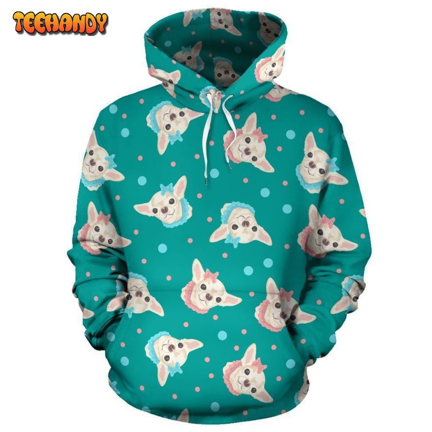 Chihuahua Polka Dot Pattern Pullover 3D Hoodie For Men Women