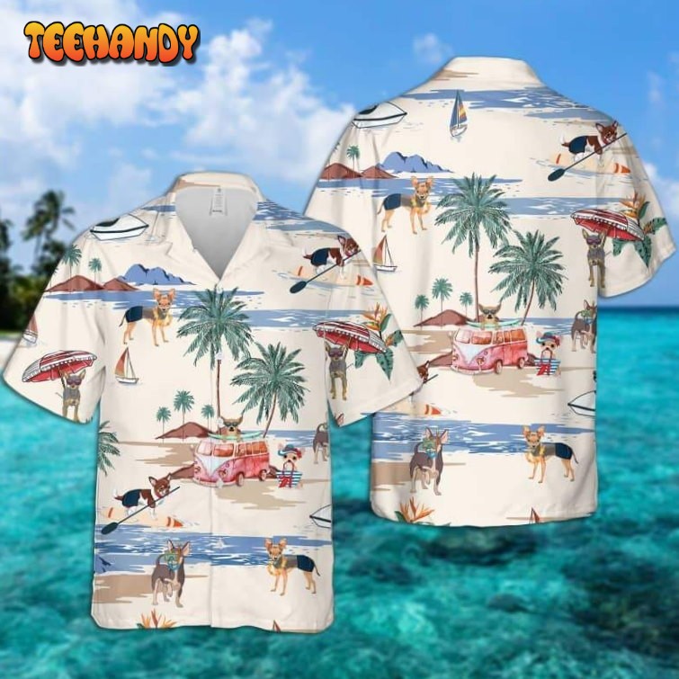 Chihuahua Summer Beach Hawaiian Shirt, Aloha Short Sleeve Hawaiian Shirts