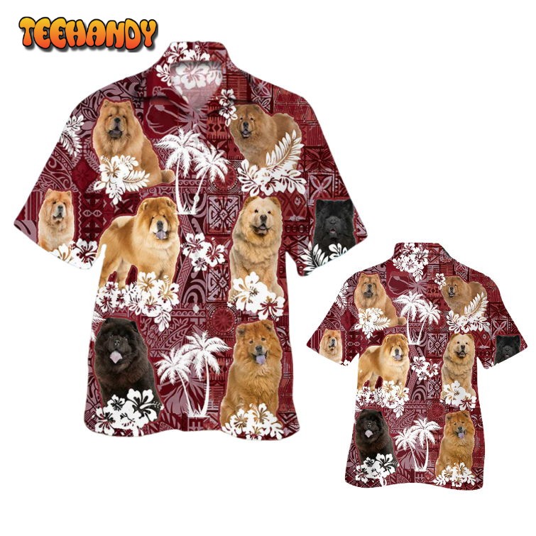 Chow Chow Hawaiian Shirt, Best Hawaii Shirt With Dog Red Tribal Pattern