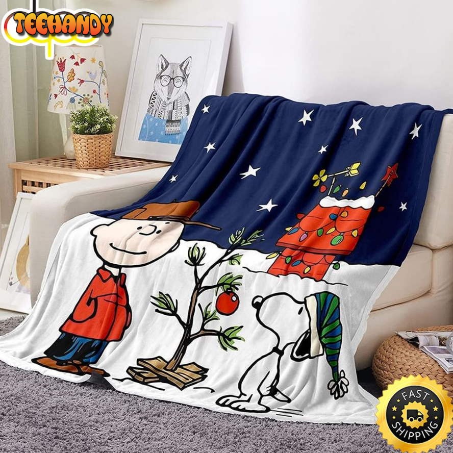 Christma Snoopy Merry Christmas Dog Tree Snowflake Snoopy Blanket