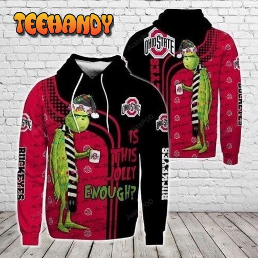 Christmas Grinch Is This Jolly Enough Ohio State Buckeyes Ncaa Skull 3d Hoodie