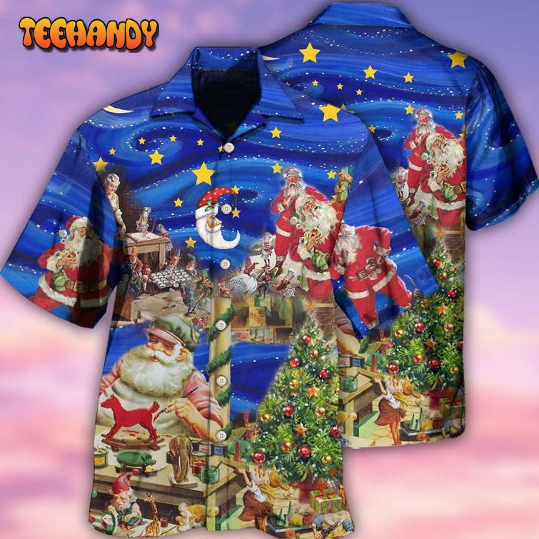 Christmas Night Santa’s Toy Workshop Hawaiian Shirt