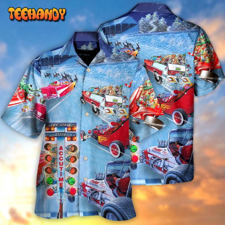 Christmas Santa Claus Start Drag Racing Light Hawaiian Shirt