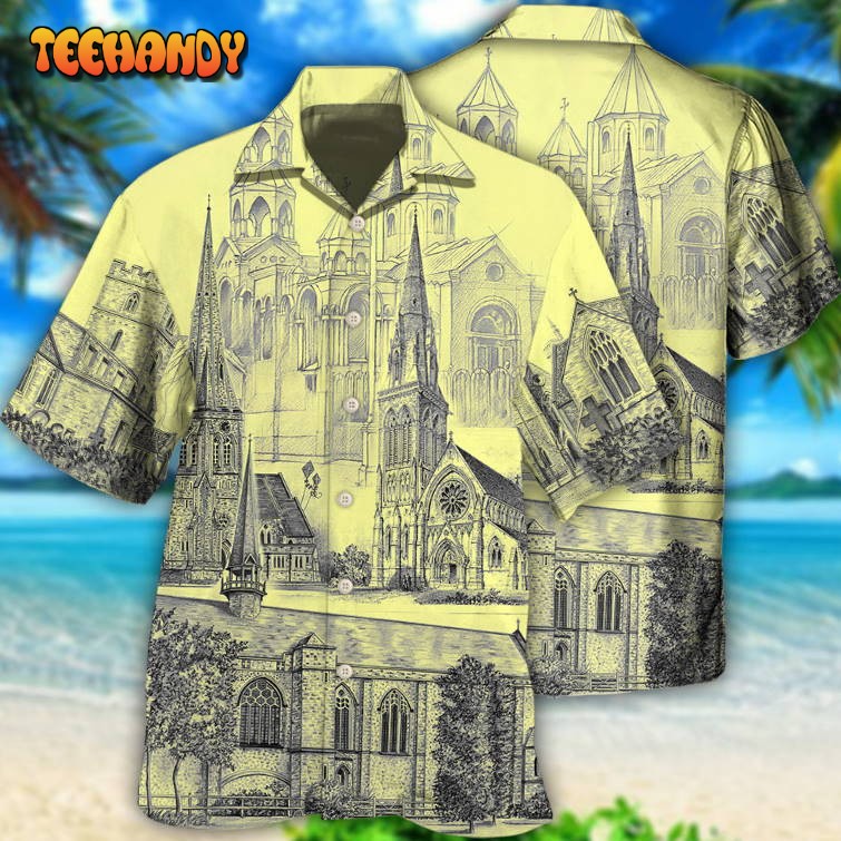 Church With Grey Vintage Style Hawaiian Shirt