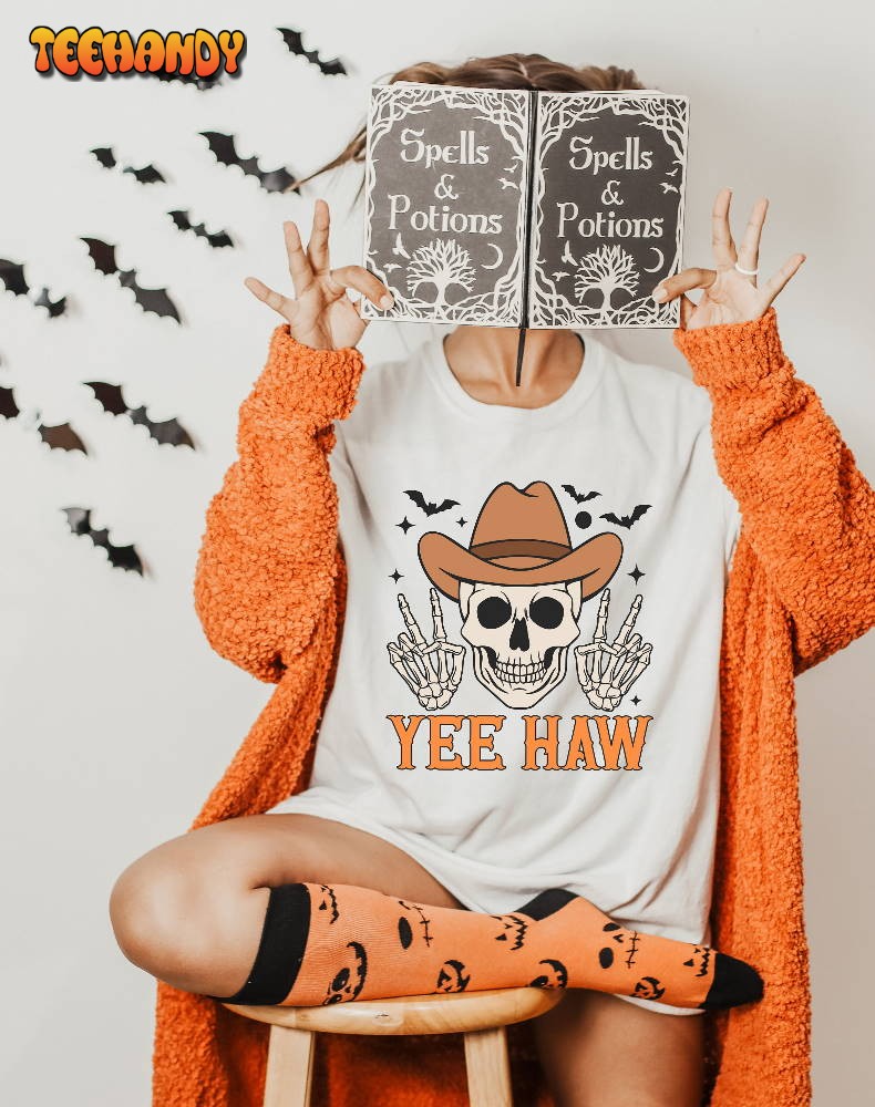 Comfort Colors Yee Haw Halloween Shirt, Halloween Skeleton Shirt