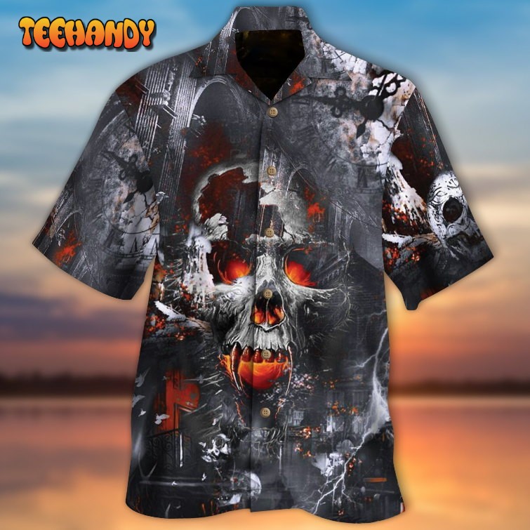 Cool Skull Halloween Hawaii Shirt Savage Skull In The House 3D Hawaiian Shirt