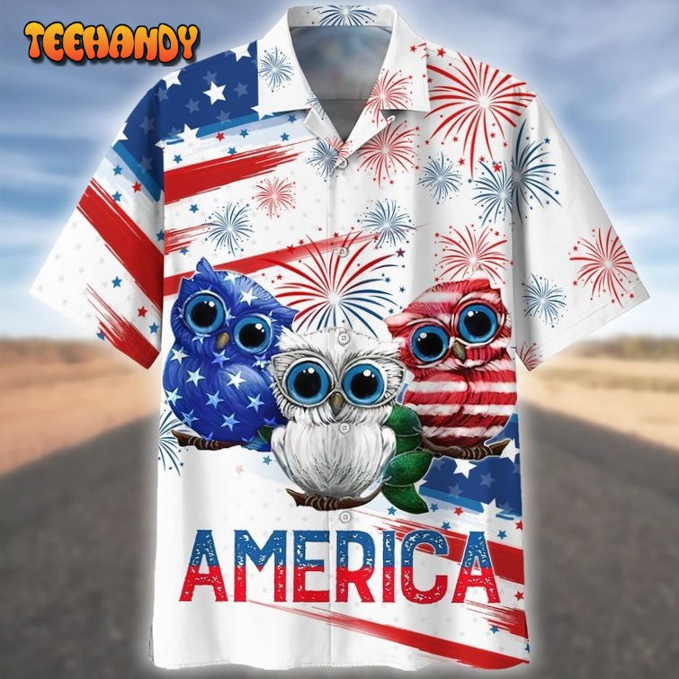 Cool Usa Owl On Hawaiian Shirt For Men Woman On Independence’S Day