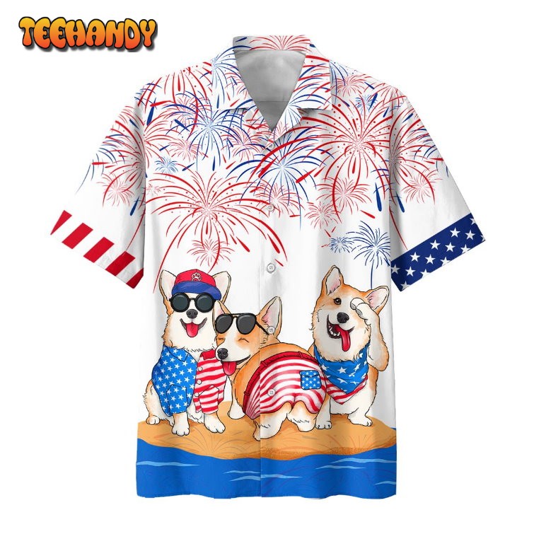 Corgi Hawaiian Shirts For Independence Day Gifts, Happy 4Th Of Jul Hawaiian