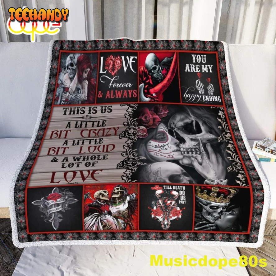 Couple Skull This Is Us Halloween Sofa Fleece Throw Blanket Halloween