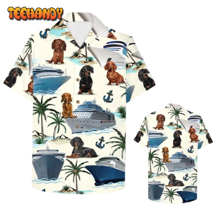 Cruising Dachshund Hawaiian Shirt Cruise Trips Dachshund Cruise Pattern