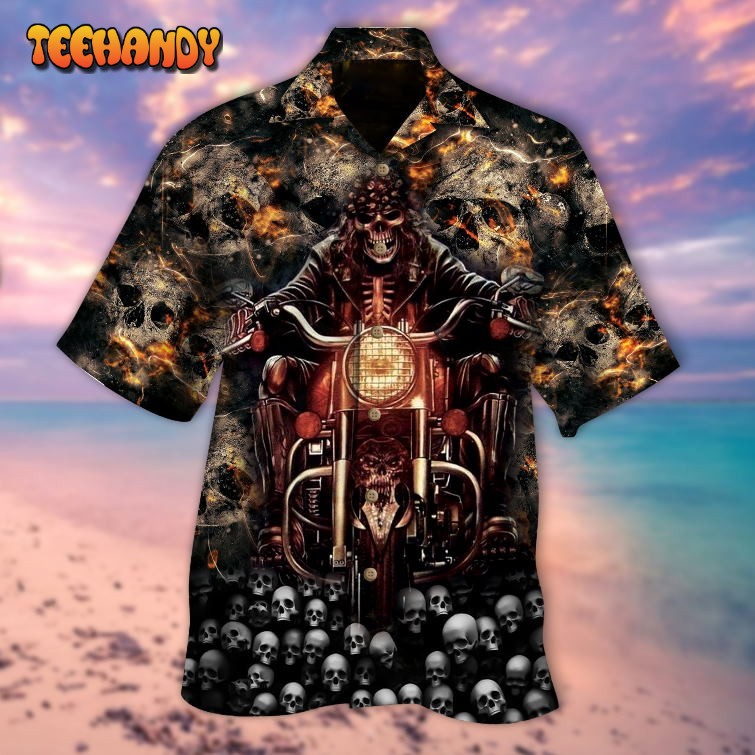 Cute Ghost Biker On Skulls 3D Skull Hawaiian Shirt Men Women