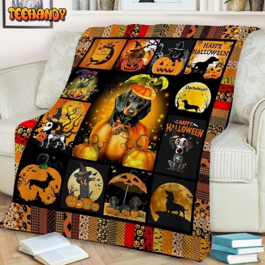 Dachshund Halloween Sherpa Blanket – Halloween Throw Throw Blanket