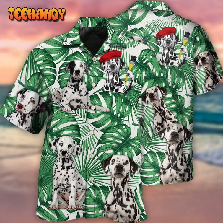 Dalmatian And Tropical Leaf Hawaiian Shirt