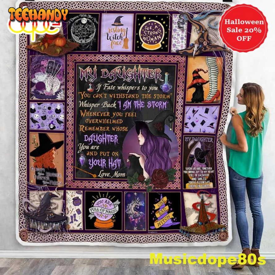 Daughter Put On Your Hat Witch Halloween Sofa Fleece Throw Blanket