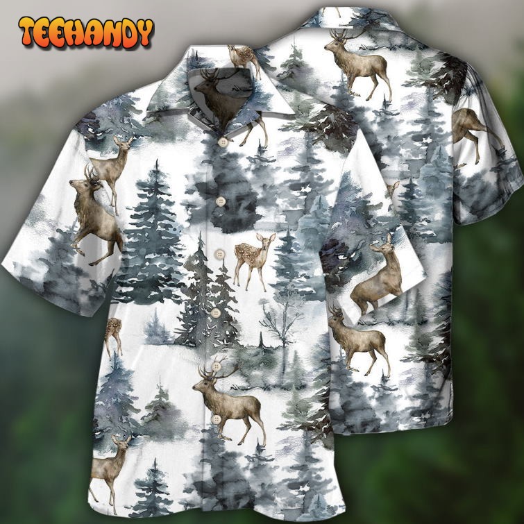 Deer Forest Blur Art Hawaiian Shirt