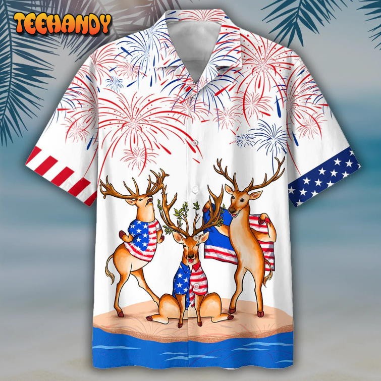 Deer Independence Day Is Coming Hawaiian Shirts For Adults, Deer Hawaii