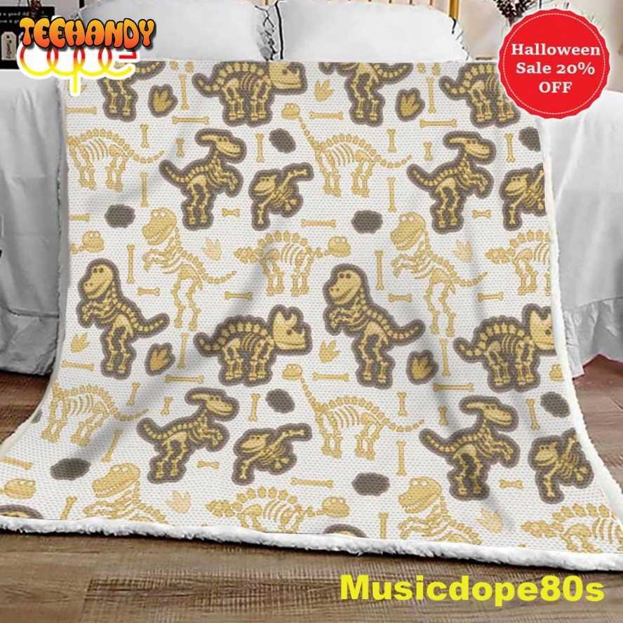 Dinosaur Skeletons Fossils Bones Halloween Sofa Fleece Throw Blanket