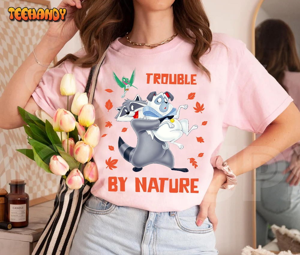 Disney Pocahontas Meeko Percy Flit Trouble By Nature T-Shirt