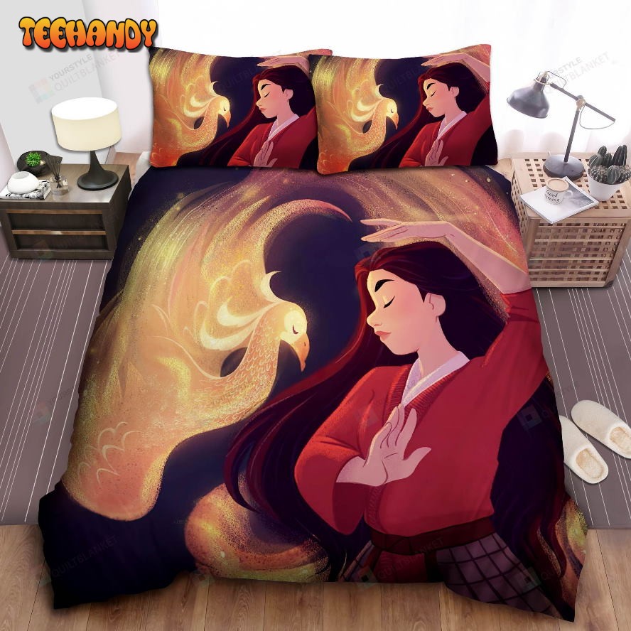 Disney Princess Mulan And The Phoenix Painting Spread Comforter Bedding Sets